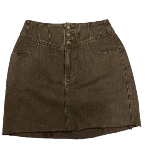 Hollister black size 28 raw hem mini skirt with pockets, front zip and buttons - Picture 1 of 8